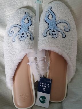 Roller Rabbit x Target Blue Monkey Fuzzy House Slippers